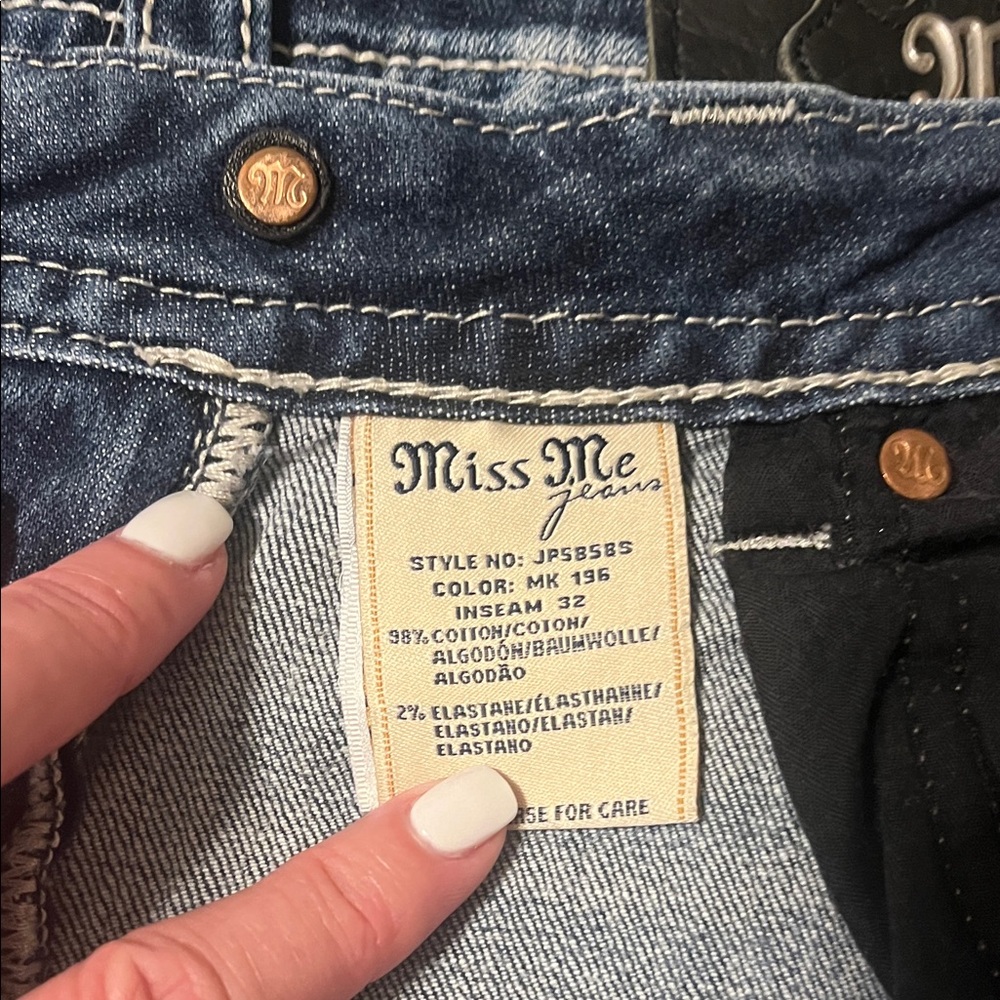 Miss Me Dark Blue Skinny Jeans with Copper Hardware